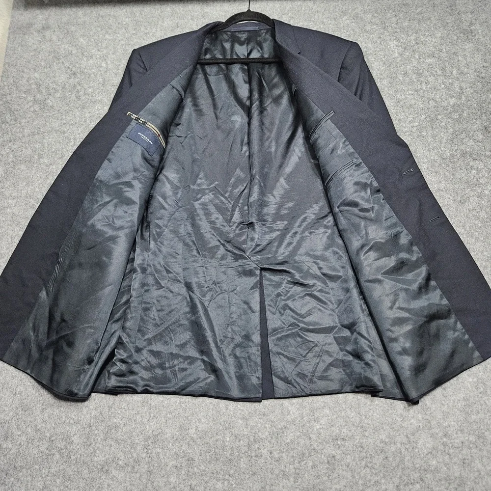 Vtg‎ Burberry London Blazer Mens 48L Navy Blue 100% Wool Single Breasted Button